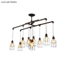 GobekUsa Aged Silver 6/10 Bulbs Industrial Cage Iron Pendant Light with Double Pipe Rod - Island Hanging Lamp Fixture