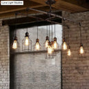 GobekUsa Aged Silver 6/10 Bulbs Industrial Cage Iron Pendant Light with Double Pipe Rod - Island Hanging Lamp Fixture