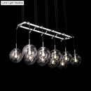 GobekUsa Industrial Smoke Glass Island Lighting 6/8/10-Light Nickel/Bronze LED Pendant Fixture