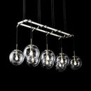 GobekUsa Industrial Smoke Glass Island Lighting 6/8/10-Light Nickel/Bronze LED Pendant Fixture
