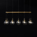 GobekUsa Industrial Smoke Glass Island Lighting 6/8/10-Light Nickel/Bronze LED Pendant Fixture