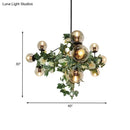 GobekUsa Industrial Globe Smoke Gray Glass Hanging Light with Geometric Cage, 10/14-Bulb Island Pendant in Black