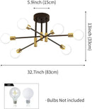 GobekUsa Industrial Sputnik Chandelier Semi Flush Ceiling Light for Kitchen Dining Bedroom