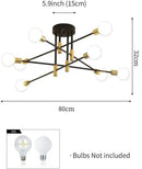 GobekUsa Industrial Sputnik Chandelier Semi Flush Ceiling Light for Kitchen Dining Bedroom