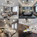 GobekUsa Industrial Sputnik Chandelier Semi Flush Ceiling Light for Kitchen Dining Bedroom