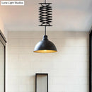 GobekUsa Industrial Style 1 Bulb Metal Dome Ceiling Light - Extendable Pendant for Balcony - Black/White