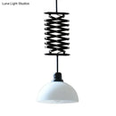 GobekUsa Industrial Style 1 Bulb Metal Dome Ceiling Light - Extendable Pendant for Balcony - Black/White