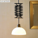 GobekUsa Industrial Style 1 Bulb Metal Dome Ceiling Light - Extendable Pendant for Balcony - Black/White
