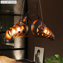 GobekUsa Industrial Style 2-Head Spiral Metal Pendant Lamp for Cafe and Bar Lighting in Rust