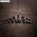 GobekUsa Industrial Style 2-Head Spiral Metal Pendant Lamp for Cafe and Bar Lighting in Rust