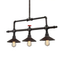 GobekUsa Industrial Style 3/5-Head Pendant Lighting with Cone Shade and Red Valve in Rust Finish