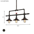 GobekUsa Industrial Style 3/5-Head Pendant Lighting with Cone Shade and Red Valve in Rust Finish