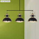 GobekUsa Industrial-Style Black Metal Island Ceiling Light with Glass Diffuser and 3 Heads