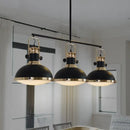 GobekUsa Industrial-Style Black Metal Island Ceiling Light with Glass Diffuser and 3 Heads