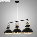 GobekUsa Industrial-Style Black Metal Island Ceiling Light with Glass Diffuser and 3 Heads