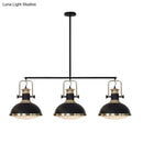 GobekUsa Industrial-Style Black Metal Island Ceiling Light with Glass Diffuser and 3 Heads