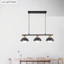 GobekUsa Industrial Style Dome Kitchen Island Light Fixture with 3 Metallic Lights - Black/White