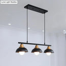 GobekUsa Industrial Style Dome Kitchen Island Light Fixture with 3 Metallic Lights - Black/White