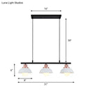 GobekUsa Industrial Style Dome Kitchen Island Light Fixture with 3 Metallic Lights - Black/White