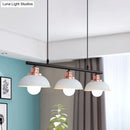 GobekUsa Industrial Style Dome Kitchen Island Light Fixture with 3 Metallic Lights - Black/White