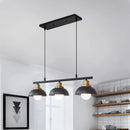 GobekUsa Industrial Style Dome Kitchen Island Light Fixture with 3 Metallic Lights - Black/White