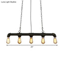 GobekUsa Industrial Style Black Iron Pendant Lamp with Linear Piping - 3/5/10-Head Hanging Light for Island