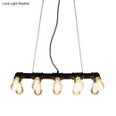 GobekUsa Industrial Style Black Iron Pendant Lamp with Linear Piping - 3/5/10-Head Hanging Light for Island