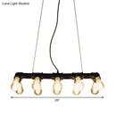 GobekUsa Industrial Style Black Iron Pendant Lamp with Linear Piping - 3/5/10-Head Hanging Light for Island
