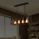 GobekUsa Industrial Style Black Ironwork Pendant Light for Bar - Rectangular Island Design