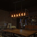 GobekUsa Industrial Style Black Ironwork Pendant Light for Bar - Rectangular Island Design
