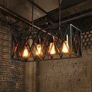 GobekUsa Industrial Style Black Ironwork Pendant Light for Bar - Rectangular Island Design