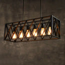 GobekUsa Industrial Style Black Ironwork Pendant Light for Bar - Rectangular Island Design