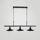 GobekUsa Industrial Style Black Metal 3-Head Kitchen Ceiling Light with Chain | Flat Shade Island Lighting Fixture