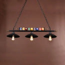 GobekUsa Industrial Style Black Metal Billiard Light with Scalloped Shade - 3-Light Island Pendant