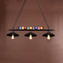 GobekUsa Industrial Style Black Metal Billiard Light with Scalloped Shade - 3-Light Island Pendant