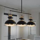 GobekUsa Industrial-Style Black Metal Island Ceiling Light with Glass Diffuser and 3 Heads
