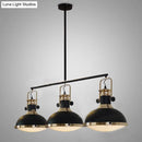 GobekUsa Industrial-Style Black Metal Island Ceiling Light with Glass Diffuser and 3 Heads