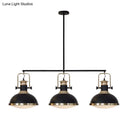 GobekUsa Industrial-Style Black Metal Island Ceiling Light with Glass Diffuser and 3 Heads