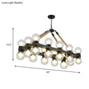 GobekUsa Industrial-Style Black Molecular Chandelier with 24 Clear Glass Lights for Dining Room or Island Ceiling