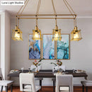 GobekUsa Industrial Style Black/Red Metal Island Pendant Light with 8 Bulbs & Squared Cage Shade
