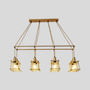 GobekUsa Industrial Style Black/Red Metal Island Pendant Light with 8 Bulbs & Squared Cage Shade