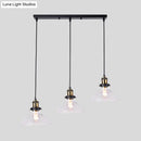 GobekUsa Industrial Style Brass Pendant Light Kit with 3-Light Round/Barn/Admix Design, Clear Glass Hanging Lamps
