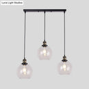 GobekUsa Industrial Style Brass Pendant Light Kit with 3-Light Round/Barn/Admix Design, Clear Glass Hanging Lamps