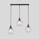 GobekUsa Industrial Style Brass Pendant Light Kit with 3-Light Round/Barn/Admix Design, Clear Glass Hanging Lamps