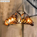 GobekUsa Industrial Style 2-Head Spiral Metal Pendant Lamp for Cafe and Bar Lighting in Rust