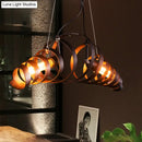 GobekUsa Industrial Style 2-Head Spiral Metal Pendant Lamp for Cafe and Bar Lighting in Rust