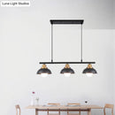 GobekUsa Industrial Style Dome Kitchen Island Light Fixture with 3 Metallic Lights - Black/White