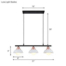 GobekUsa Industrial Style Dome Kitchen Island Light Fixture with 3 Metallic Lights - Black/White