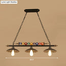 GobekUsa Industrial Style Hanging Light with Metal Black Finish and Billiard Ball Deco