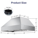 30" Range Hood Insert ,600 CFM Stainless Steel Kitchen Vent Hood with 4 Speeds 3CCT LED Lights - NX-19IS-30